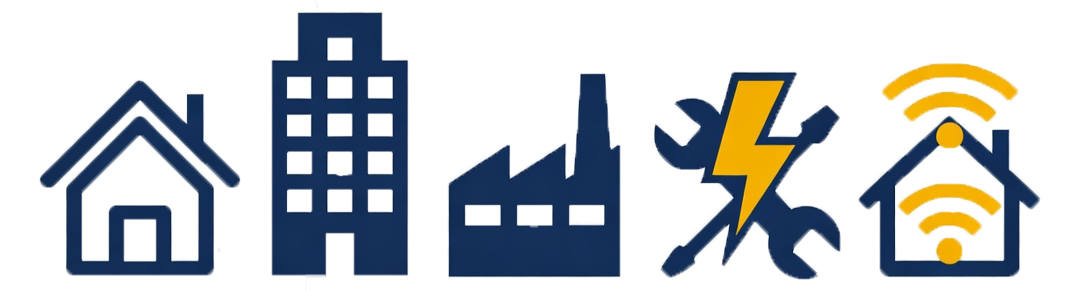 Elektricien-iconen-residentieel-commercieel-industrieel